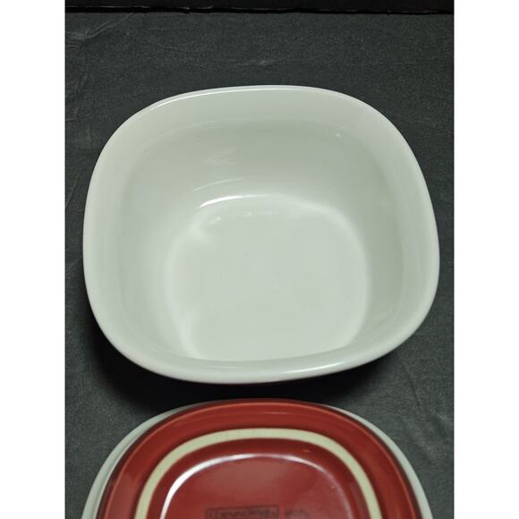 Corning Ware Etch Brick Red Stoneware Casserole Square 20 oz & 7 oz Four Dishes - Picture 7 of 16